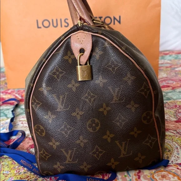 Louis Vuitton Monogram Speedy 35 Satchel - Brown & Tan - Picture 7 of 17